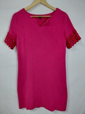 TALBOTS PETITE Cotton Dress with Lace Accents Solid Knit Women Size Mp
